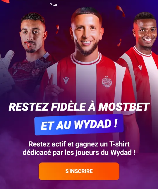 Joueurs du Wydad sur la campagne Mostbet « Restez fidèle à Mostbet et au Wydad »